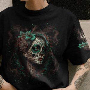 I CAN GO FROM REGULAR B SUGAR SKULL ALL OVER PRINT T SHIRT