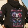 I HAVE A GOOD HEART SKULL FLORAL ALL OVER PRINT HOODIE