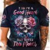 I HAVE A GOOD HEART SKULL FLORAL ALL OVER PRINT T SHIRT 1