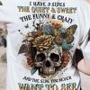 I HAVE THREE SIDES VINTAGE FLOWER SKULL ALL OVER