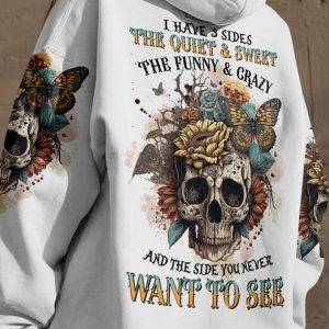 I HAVE THREE SIDES VINTAGE FLOWER SKULL ALL OVER 2