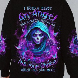 I HOLD A BEAST AN ANGEL REAPER LADY SKULL ALL OVER 2 1