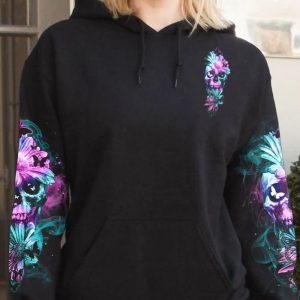 I TRY TO AVOID DRAMA DAISY SKULL ALL OVER PRINT HOODIE