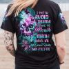 I TRY TO AVOID DRAMA DAISY SKULL ALL OVER PRINT T SHIRT
