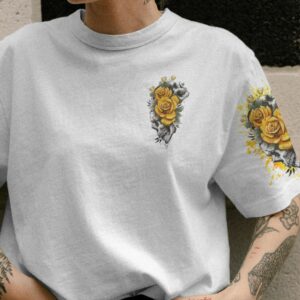 IF I WAS REALLY A B SKULL FLOWER ALL OVER PRINT T SHIRT
