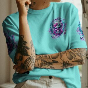 IF IM TOO QUIET AND SMILING SKULL ROSE WINGS ALL OVER PRINT T SHIRT