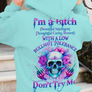 IM A B DONT TRY ME FLORAL SKULL ALL OVER