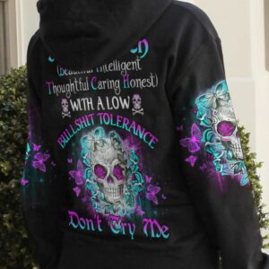 IM A B DONT TRY ME TATTOOED FLOWER SKULL ALL OVER PRINT HOODIE 2