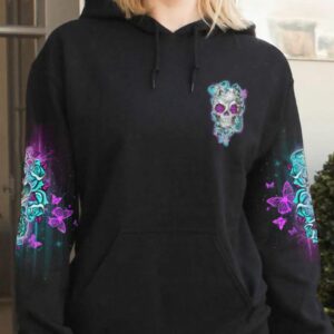 IM A B DONT TRY ME TATTOOED FLOWER SKULL ALL OVER PRINT HOODIE 3