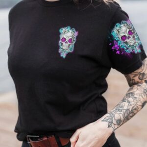 IM A B DONT TRY ME TATTOOED FLOWER SKULL ALL OVER PRINT T SHIRT 2