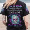 IM A B DONT TRY ME TATTOOED FLOWER SKULL ALL OVER PRINT T SHIRT 3