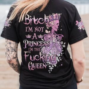 IM A FKING QUEEN FLORAL SKELETON ALL OVER PRINT T SHIRT 1