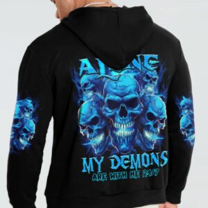 IM NEVER ALONE MADLY SKULL ALL OVER PRINT HOODIE