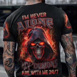 IM NEVER ALONE SKULL DEMON ALL OVER PRINT T SHIRT 3