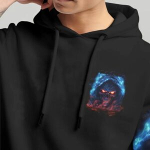 IM NEVER ALONE SKULL REAPER ALL OVER PRINT HOODIE