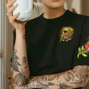 IM NOT ANTI SOCIAL FLOWER SKULL ALL OVER PRINT T SHIRT 1