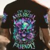 IM NOT ANTI SOCIAL SKULL FLORAL ALL OVER PRINT T SHIRT