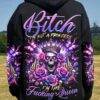 IM THE F QUEEN LADY SKULL ROSE ALL OVER PRINT HOODIE 1