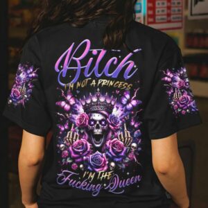 IM THE F QUEEN LADY SKULL ROSE ALL OVER PRINT T SHIRT