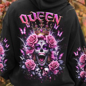 KING QUEEN SKULL ROSE COUPLE ALL OVER 1 1