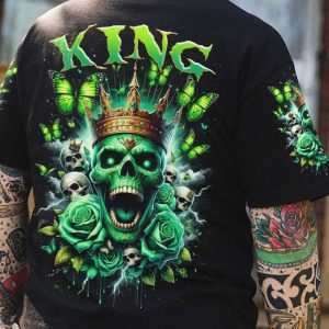 KING QUEEN SKULL ROSE COUPLE ALL OVER