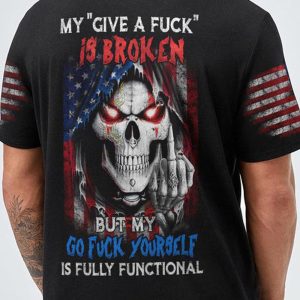 MY GIVE A F IS BROKEN FLAG SKULL ALL OVER
