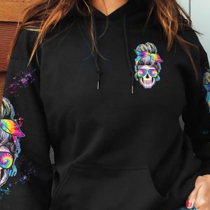 PISS ME OFF AGAIN TIE DYE MESSY BUN ALL OVER 1