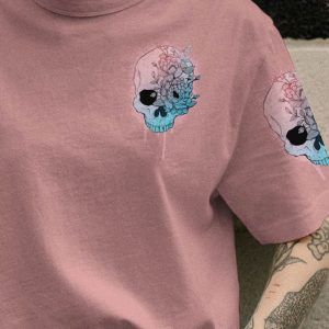 THE GOOD GIRL IN ME SKULL FLOWER PINK ALL OVER 3