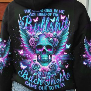 THE GOOD GIRL IN ME SKULL WINGS ROSE ALL OVER 2