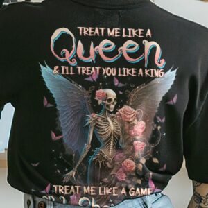 TREAT ME LIKE A QUEEN WINGS SKELETON ROSE ALL OVER 2
