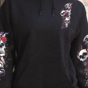 UNDERESTIMATE ME VINTAGE ROSE SKULL ALL OVER 1