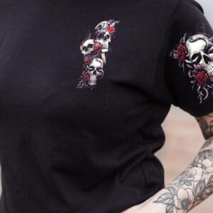 UNDERESTIMATE ME VINTAGE ROSE SKULL ALL OVER 3