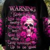 WARNING KINDA SKULL ROSE ALL OVER