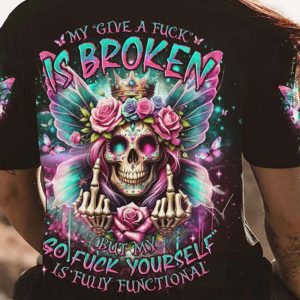 MY GIVE A F IS BROKEN SKULL WINGS ALL OVER