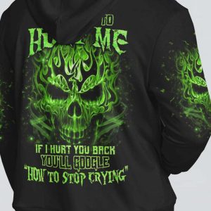 NEVER TRY TO HURT ME FIRE SKULL ALL OVER 2