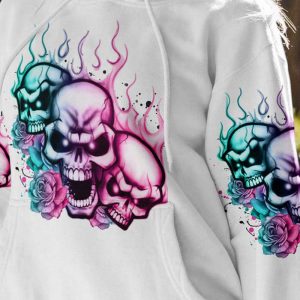 STUCK BETWEEN IDK IDC AND IDGAF FIRE SKULL ROSE ALL OVER 3