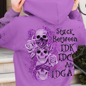 STUCK BETWEEN IDK IDC AND IDGAF SKULL ALL OVER