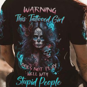 WARNING THIS TATTOOED GIRL SUGAR SKULL ALL OVER 2