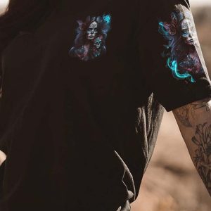 WARNING THIS TATTOOED GIRL SUGAR SKULL ALL OVER 3