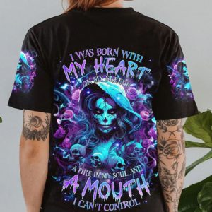 A MOUTH I CANT CONTROL SKULL LADY ROSE ALL OVER PRINT T SHIRT 1