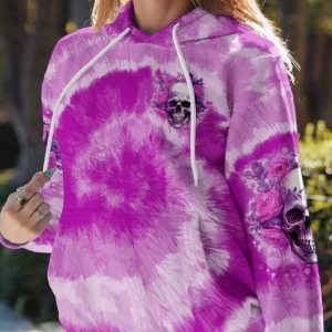A MOUTH SHE CANT CONTROL ROSE SKULL TIE DYE ALL OVER PRINT HOODIE 1
