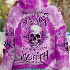 A MOUTH SHE CANT CONTROL ROSE SKULL TIE DYE ALL OVER PRINT HOODIE