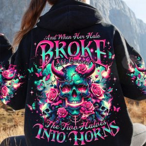 AND WHEN HER HALO BROKE SKULL ALL OVER PRINT HOODIE
