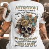 ATTENTION I AM OUT OF ORDER VINTAGE FLOWER SKULL ALL OVER PRINT T SHIRT 1