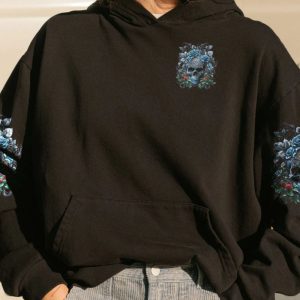 BE CAREFUL WHEN IM SILENT SKULL ROSE DARK ALL OVER PRINT HOODIE 1