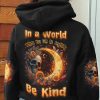 BE KIND SUNFLOWER SKULL CRESCENT MOON ALL OVER PRINT HOODIE 1