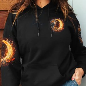 BE KIND SUNFLOWER SKULL CRESCENT MOON ALL OVER PRINT HOODIE