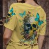 BE YOU TIFUL BUTTERFLY SKULL ALL OVER PRINT T SHIRT