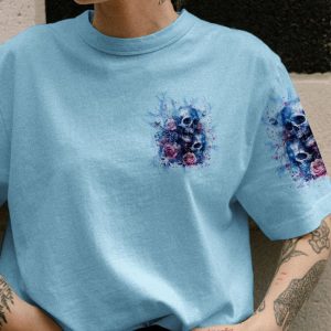 BUCKLE UP BUTTERCUP FLOWER SKULL ALL OVER PRINT T SHIRT 1