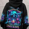 BUCKLE UP BUTTERCUP LADY SKULL ALL OVER PRINT HOODIE 1